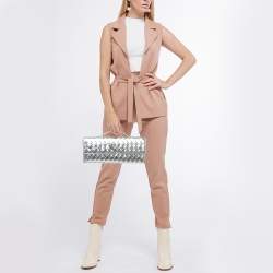 Pre Owned حقيبة كلتش بوتيغا فينيتا أنديامو متوسطة جلد إنتريشياتو عنابية