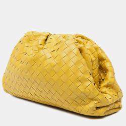 Pre Owned Bottega Veneta Yellow Nappa Intrecciato The Pouch