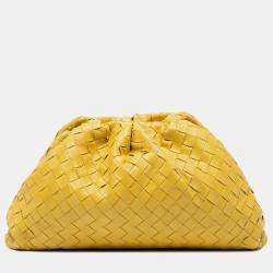 Pre Owned Bottega Veneta Yellow Nappa Intrecciato The Pouch