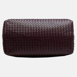 Pre Owned Bottega Veneta Burgundy Medium Nappa Intrecciato Roma Tote