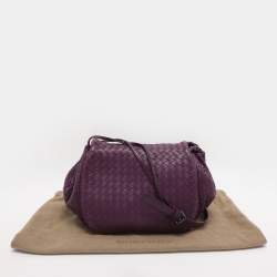 Pre Owned Bottega Veneta Purple Intrecciato Leather Drawstring Crossbody Bag