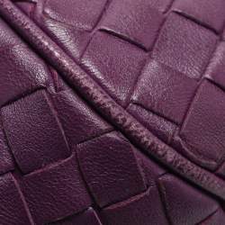 Pre Owned Bottega Veneta Purple Intrecciato Leather Drawstring Crossbody Bag