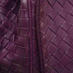 Pre Owned Bottega Veneta Purple Intrecciato Leather Drawstring Crossbody Bag