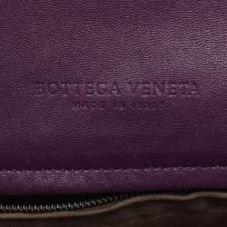 Pre Owned Bottega Veneta Purple Intrecciato Leather Drawstring Crossbody Bag