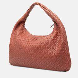 Pre Owned Bottega Veneta Red Medium Nappa Intrecciato Veneta Hobo