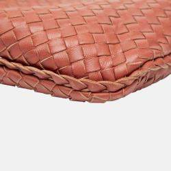 Pre Owned Bottega Veneta Red Medium Nappa Intrecciato Veneta Hobo