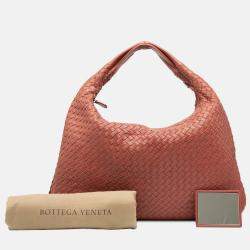 Pre Owned Bottega Veneta Red Medium Nappa Intrecciato Veneta Hobo