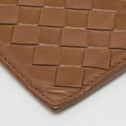 Pre Owned Bottega Veneta Brown Intrecciato Leather Card Case