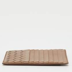 Pre Owned Bottega Veneta Brown Intrecciato Leather Card Case