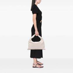 Pre Owned Bottega Veneta White Small Calfskin Intrecciato Hop Hobo