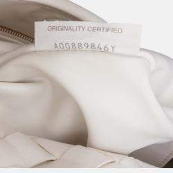 Pre Owned Bottega Veneta White Small Calfskin Intrecciato Hop Hobo