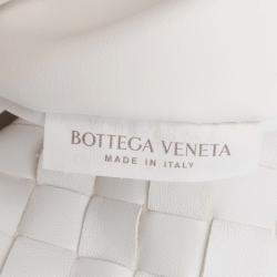 Pre Owned Bottega Veneta White Small Calfskin Intrecciato Hop Hobo