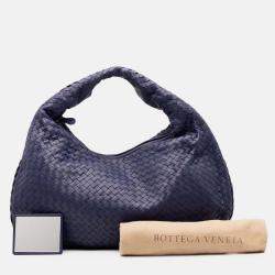 Pre Owned Bottega Veneta Blue Medium Nappa Intrecciato Veneta Hobo