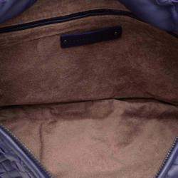 Pre Owned Bottega Veneta Blue Medium Nappa Intrecciato Veneta Hobo