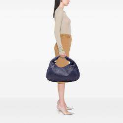 Pre Owned Bottega Veneta Blue Medium Nappa Intrecciato Veneta Hobo