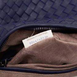Pre Owned Bottega Veneta Blue Medium Nappa Intrecciato Veneta Hobo