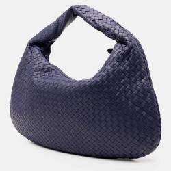 Pre Owned Bottega Veneta Blue Medium Nappa Intrecciato Veneta Hobo
