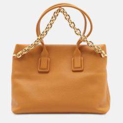 Pre Owned Bottega Veneta Orange Grained Calfskin Saint Germain Tote