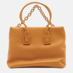 Pre Owned Bottega Veneta Orange Grained Calfskin Saint Germain Tote