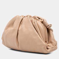 Pre Owned Bottega Veneta Brown Lambskin The Mini Pouch Crossbody