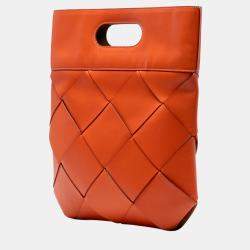 Pre Owned Bottega Veneta Orange Small French Calfskin Slip Tote