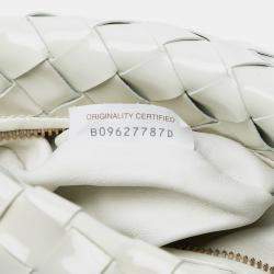 Pre Owned Bottega Veneta White Mini Patent Intrecciato Jodie