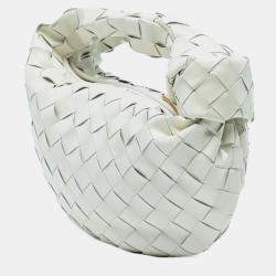 Pre Owned Bottega Veneta White Mini Patent Intrecciato Jodie