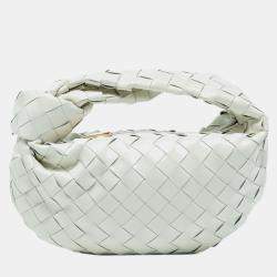 Pre Owned Bottega Veneta White Mini Patent Intrecciato Jodie