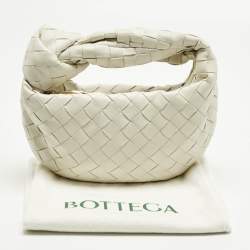 Pre Owned Bottega Veneta White Intrecciato Leather Mini Jodie Hobo