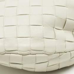 Pre Owned Bottega Veneta White Intrecciato Leather Mini Jodie Hobo