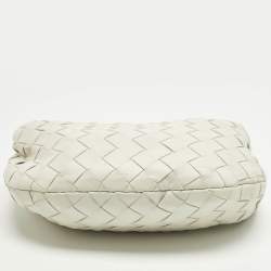 Pre Owned Bottega Veneta White Intrecciato Leather Mini Jodie Hobo