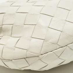Pre Owned Bottega Veneta White Intrecciato Leather Mini Jodie Hobo