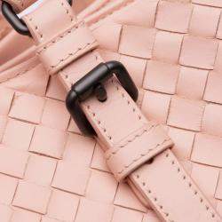 Pre Owned Bottega Veneta Pink Small Nappa Intrecciato Roma Satchel