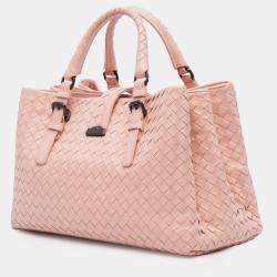 Pre Owned Bottega Veneta Pink Small Nappa Intrecciato Roma Satchel