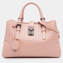 Pre Owned Bottega Veneta Pink Small Nappa Intrecciato Roma Satchel