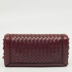Pre Owned Bottega Veneta Burgundy Intrecciato Leather Olimpia Knot Shoulder Bag