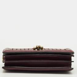 Pre Owned Bottega Veneta Burgundy Intrecciato Leather Olimpia Knot Shoulder Bag