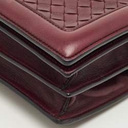 Pre Owned Bottega Veneta Burgundy Intrecciato Leather Olimpia Knot Shoulder Bag