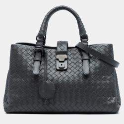 Pre Owned Bottega Veneta Grey Small Nappa Intrecciato Roma Satchel