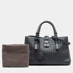 Pre Owned Bottega Veneta Grey Small Nappa Intrecciato Roma Satchel