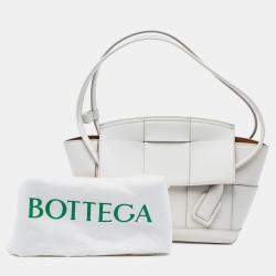 Pre Owned Bottega Veneta White Small Calfskin Maxi Intrecciato Arco Satchel