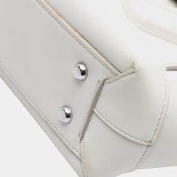 Pre Owned Bottega Veneta White Small Calfskin Maxi Intrecciato Arco Satchel