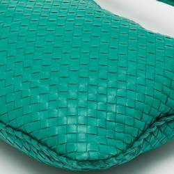 Pre Owned Bottega Veneta Teal Green Intrecciato Leather Veneta Hobo
