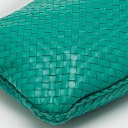 Pre Owned Bottega Veneta Teal Green Intrecciato Leather Veneta Hobo