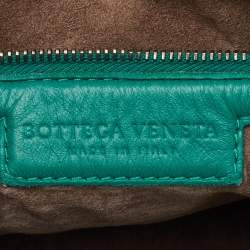 Pre Owned Bottega Veneta Teal Green Intrecciato Leather Veneta Hobo