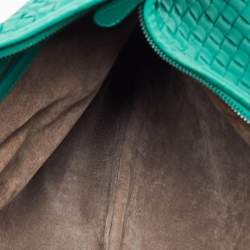 Pre Owned Bottega Veneta Teal Green Intrecciato Leather Veneta Hobo