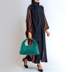 Pre Owned Bottega Veneta Teal Green Intrecciato Leather Veneta Hobo