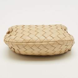 Pre Owned Bottega Veneta Beige Intrecciato Leather Mini Jodie Hobo