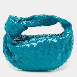 Pre Owned Bottega Veneta Teal Blue Intrecciato Leather Mini BV Jodie Hobo