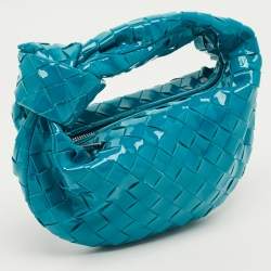 Pre Owned Bottega Veneta Teal Blue Intrecciato Leather Mini BV Jodie Hobo